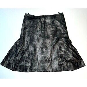 Pile Ou Face Paris Skirt Size 3 Black Gray Textured Reptile Flare A Line‎ Edgy